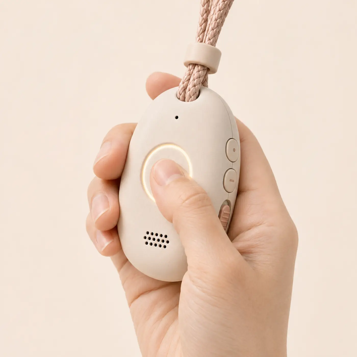 前面ボタンを長押ししてヘルプ操作を始めるMamoのコンセプト